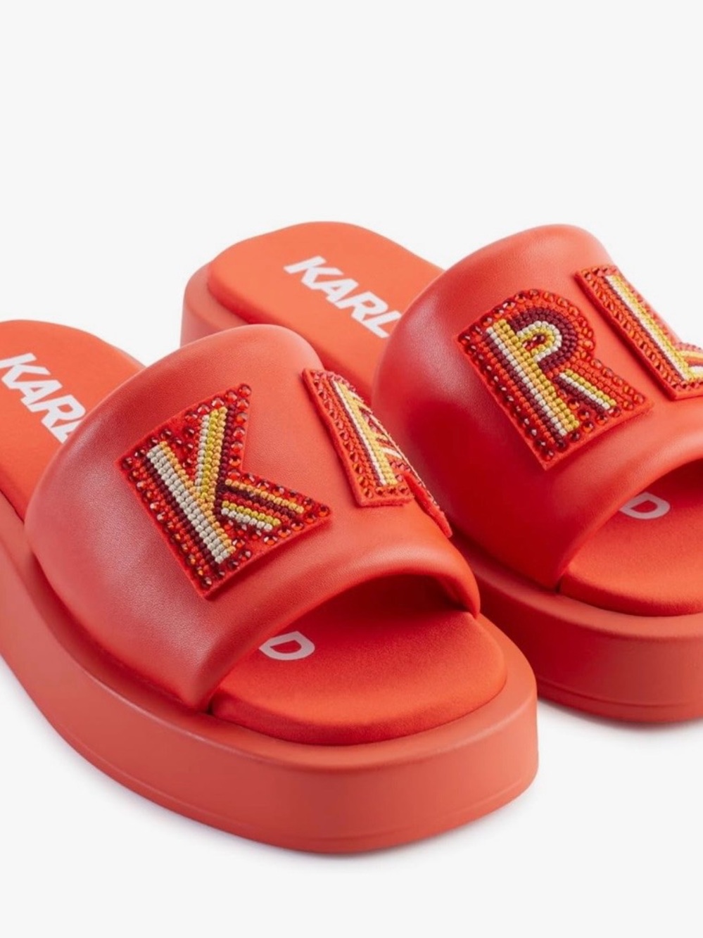 karl Lagerfeld Paris Slip On Red Platform,Size 10 - Picture 2 of 4